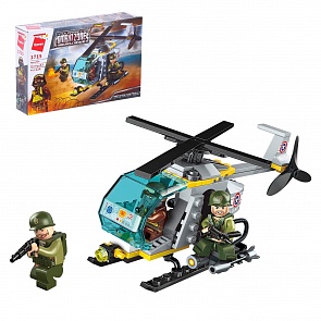 Конструктор – Военный вертолет, с фигурками, 124 детали (Enlighten Brick, BRICK1715 (64))